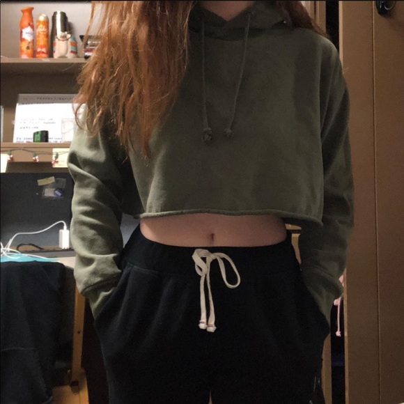 Tops - Olive green pacsun cropped hoodie